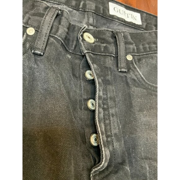 Gustin Men's Black Selvedge Denim Slim Straight Raw Jeans, Size 34 - Picture 4 of 10
